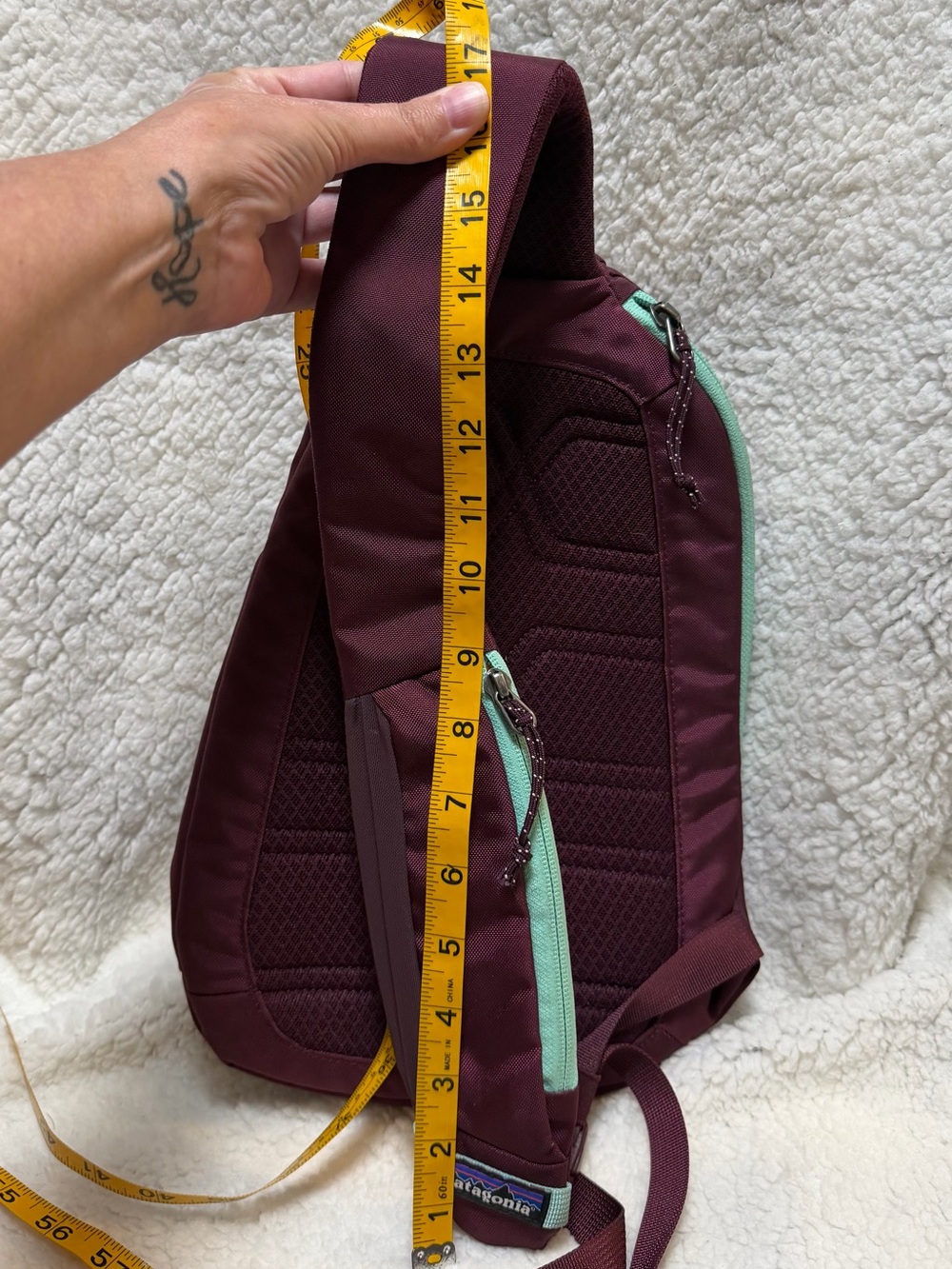 Patagonia Atom 8L Sling Backpack Crossbody Bag Mint Green Burgundy Purple - Picture 5 of 7